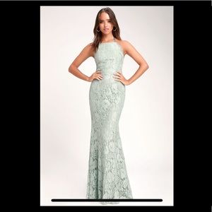 Elegant Sage Lace Dress